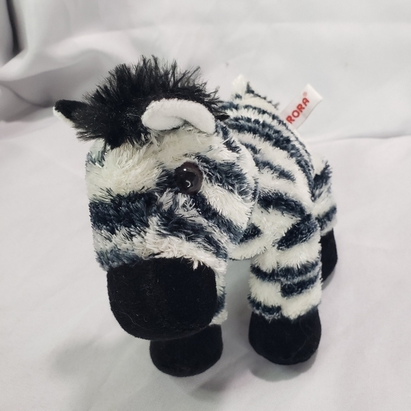 Aurora Zebra Mini Flopsie Plush Stuffed Toy 7 Inch Black White Silky - Picture 9 of 9